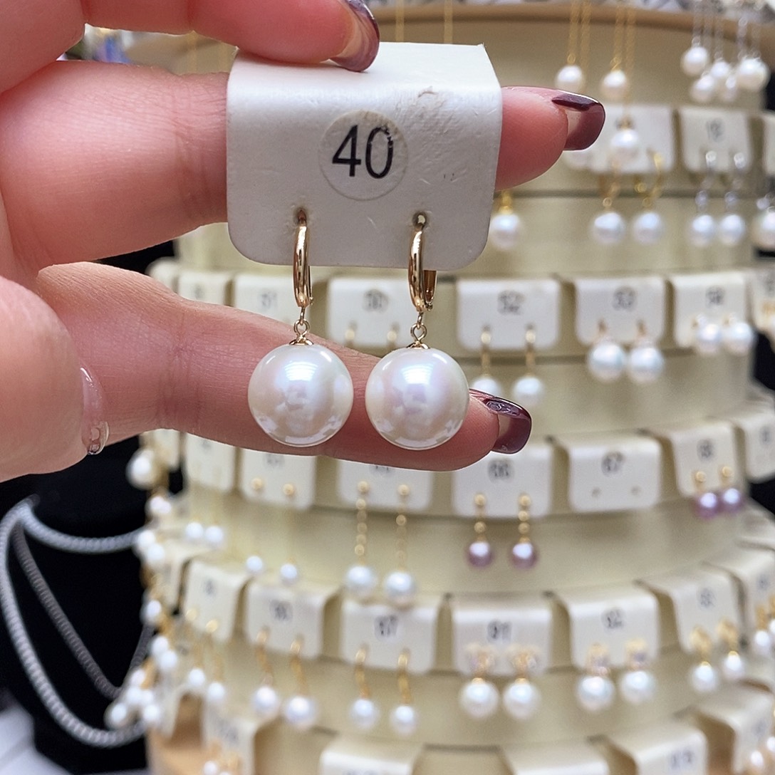 淡水珍珠耳饰18K金镶嵌