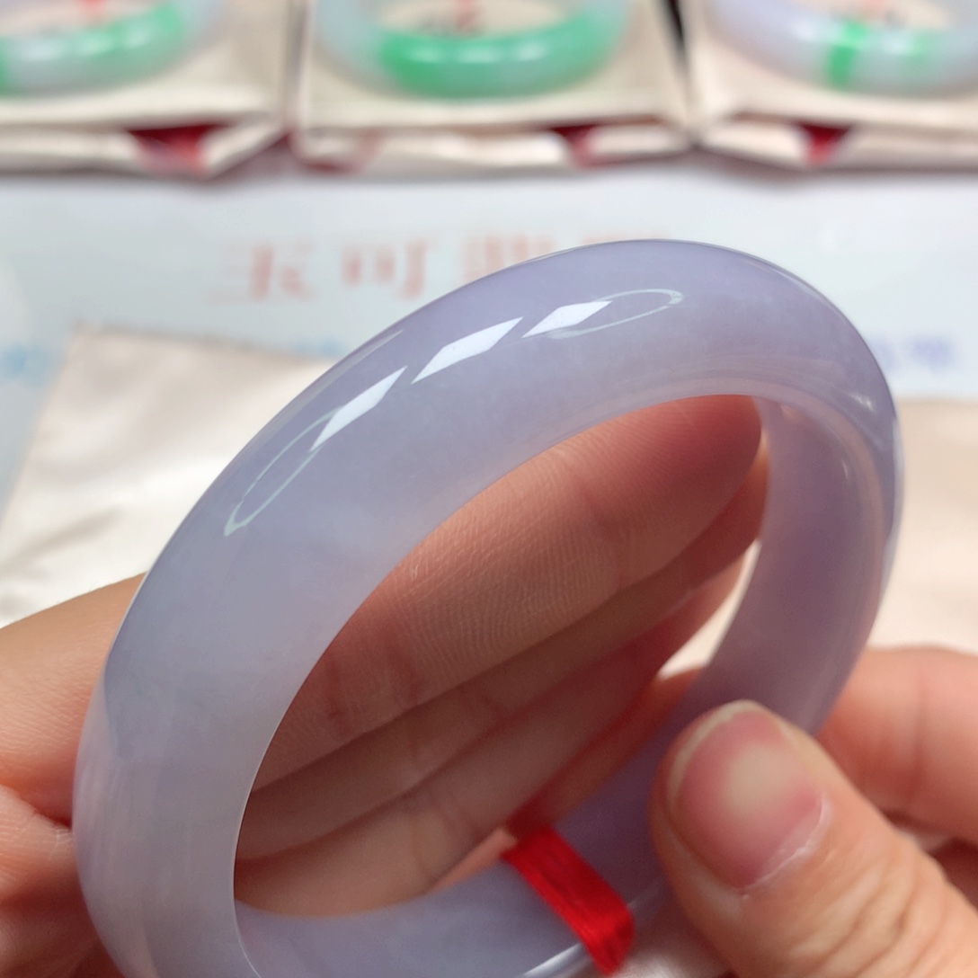 翡翠未镶嵌手镯冰底紫罗兰5859高货微瑕