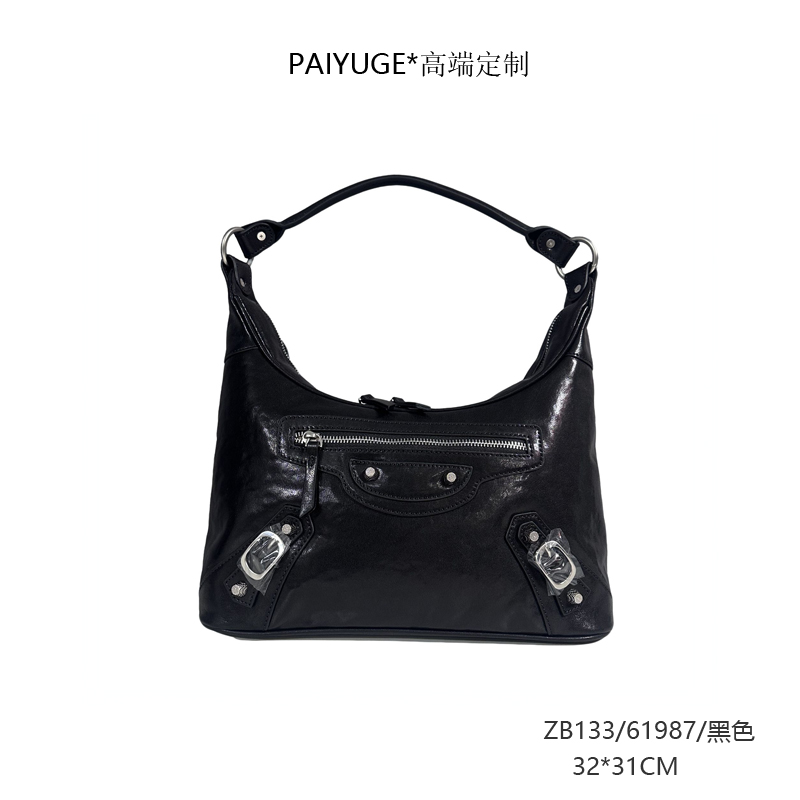 ZB133/61987/黑色 paiyuge高端订制女士手提单肩斜挎包 6198