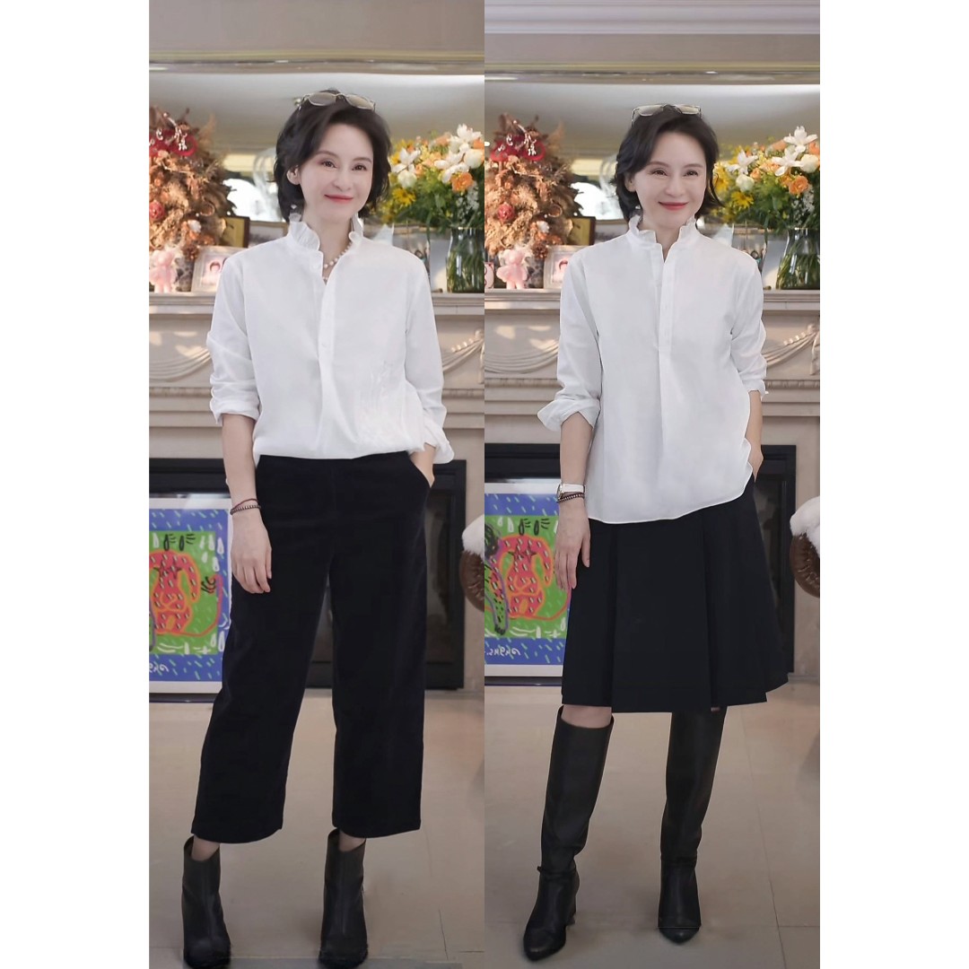 我是摩羯 高级花边领 80支棉绣花秋冬长袖花边领衬衫