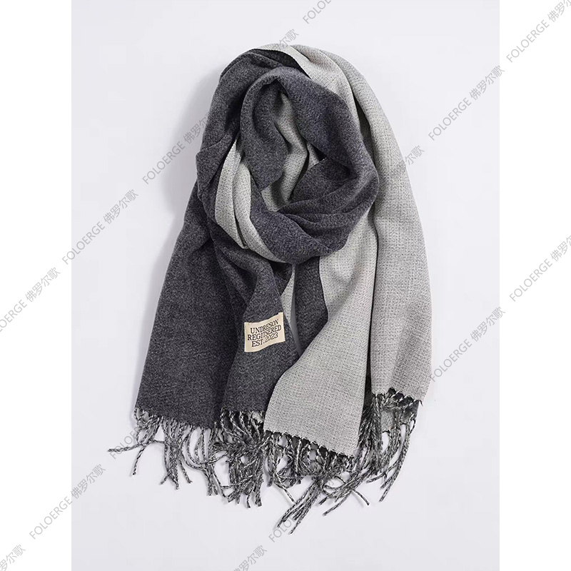  休闲风保暖纯色围巾灰色双色常规百搭极简风厚款