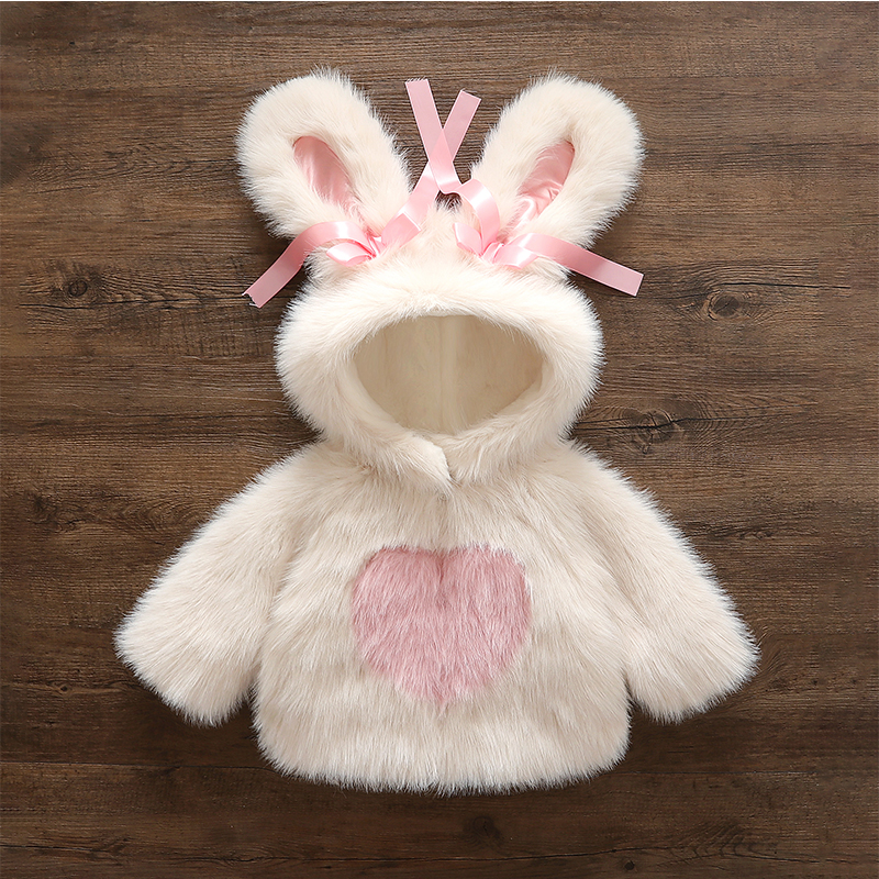 w283儿童洋气加厚外套拉链衫连帽加绒加厚款毛毛衣可爱超萌童衣服