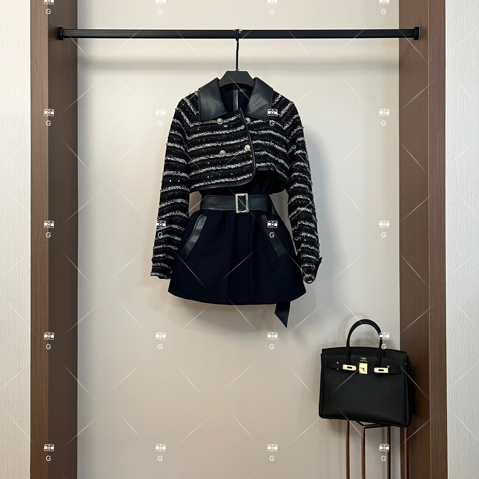 【静】秋冬气质小香风时尚设计师中长款外套 QD-2024932