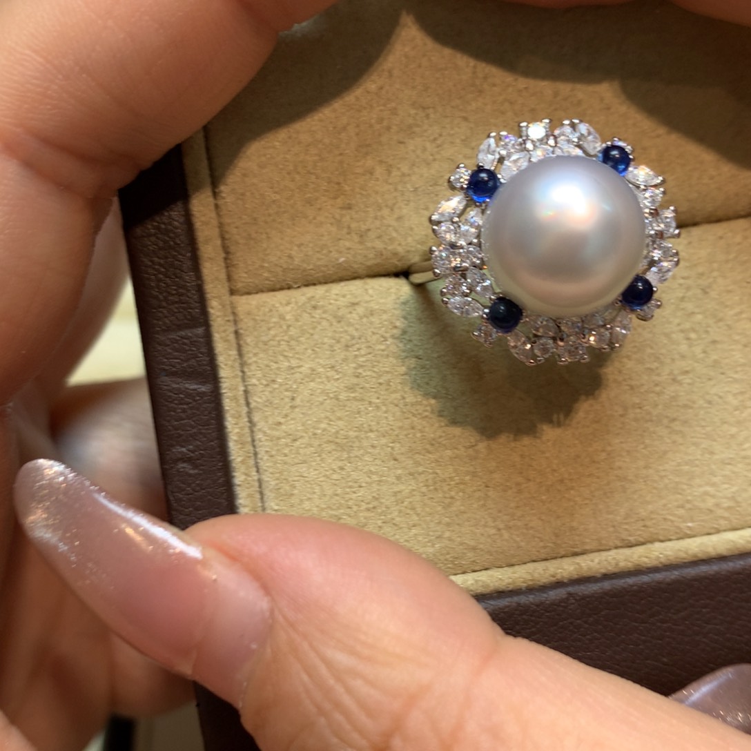 海水珍珠戒指银S925镶嵌