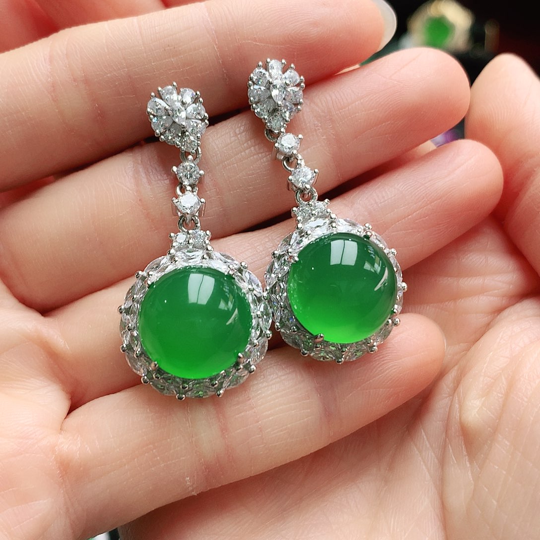 玛瑙/玉髓耳钉银S925镶嵌