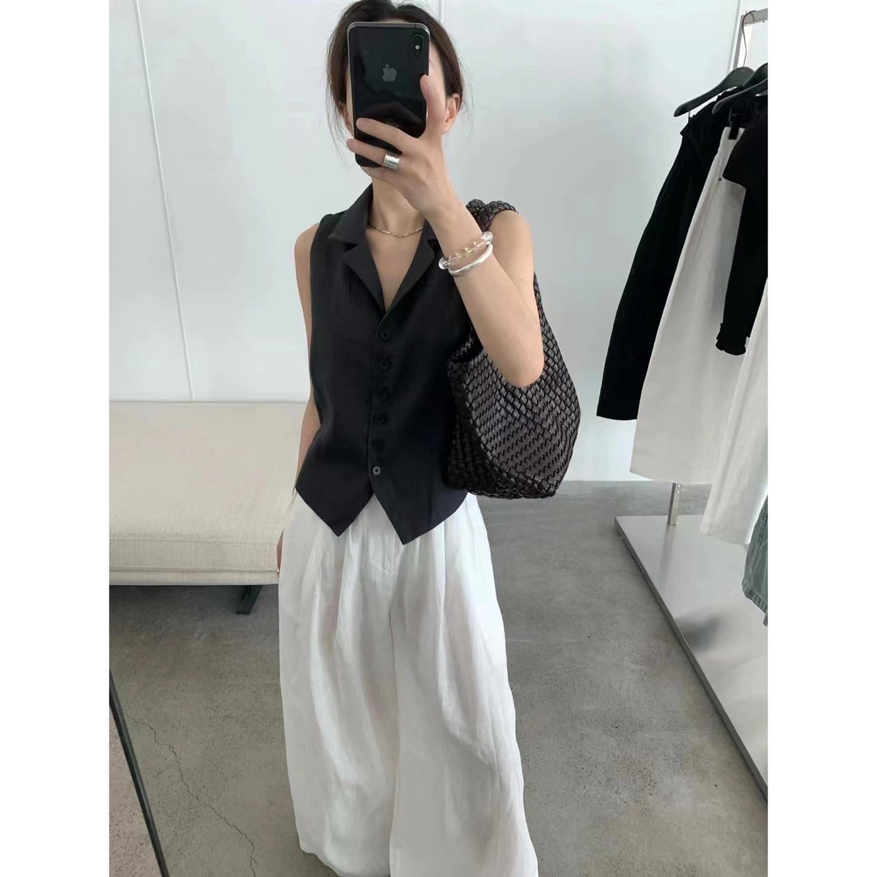 NO退NO换“柏林花事”韩代设计感显瘦后绑带无袖上衣