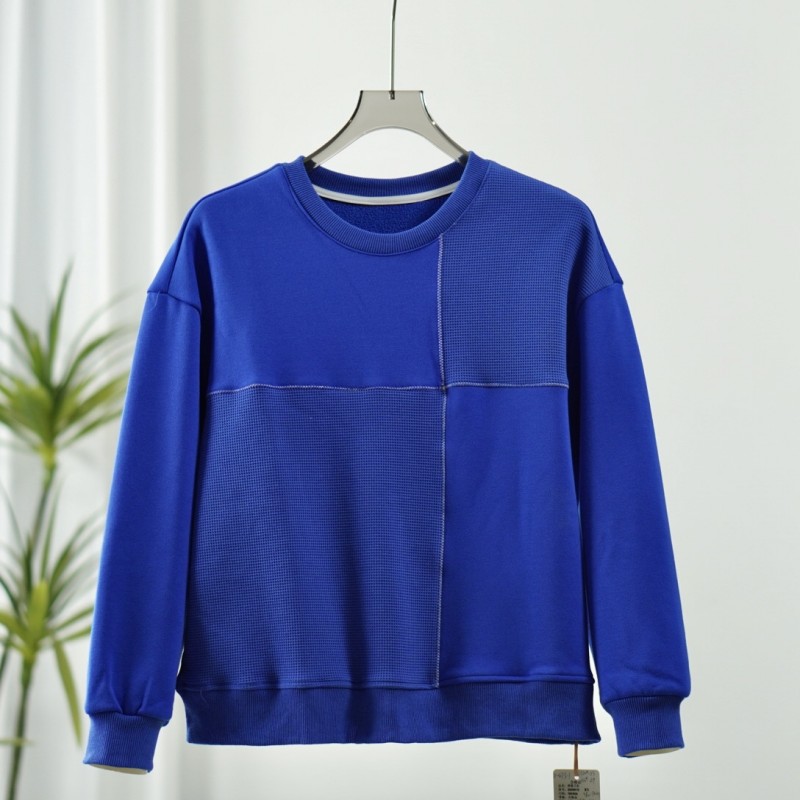 【诗M】 O-473-1  宽松圆领拼接卫衣蓝色2509610