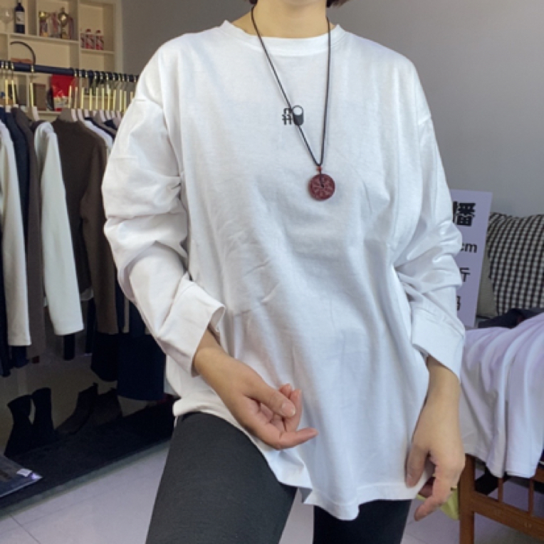 大款白色体恤百搭休闲宽松长袖