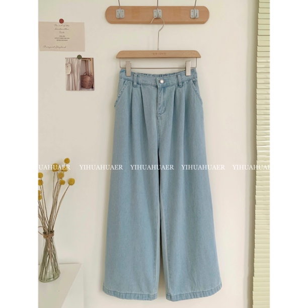 东大门韩系新款设计感压线显瘦阔腿休闲裤2203