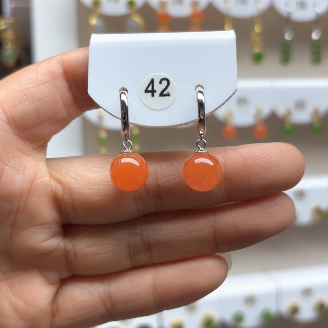 南红玛瑙耳饰银S925镶嵌