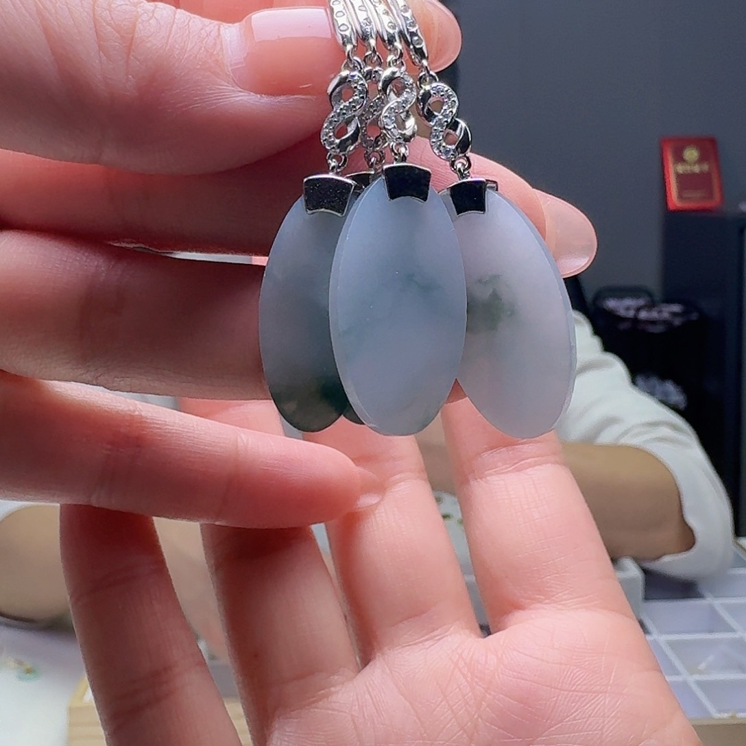 翡翠耳饰银S925镶嵌多样性发货其一