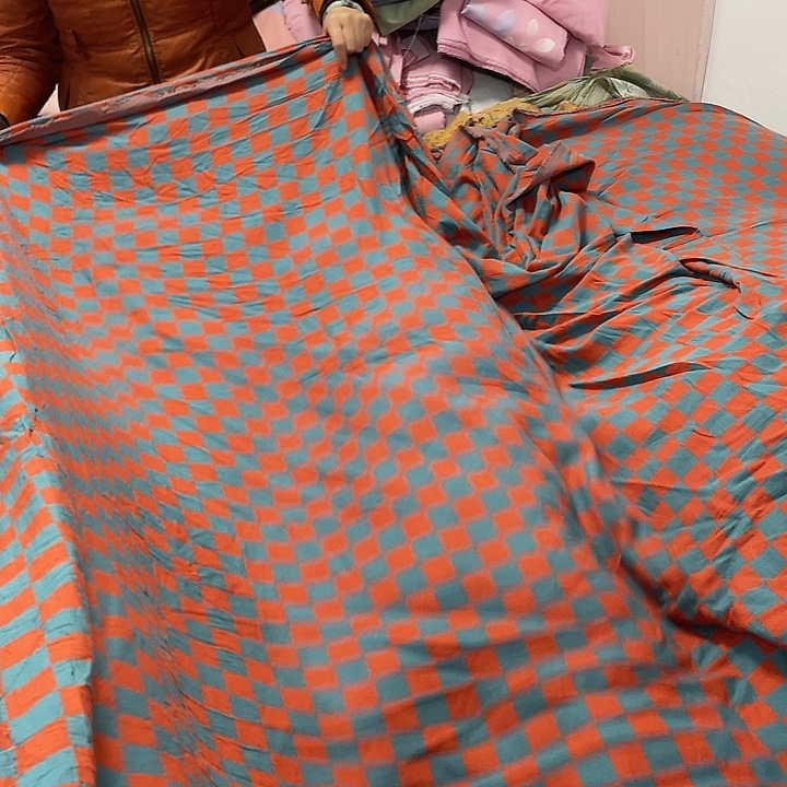 莫代尔纤维双层纱红蓝格子4米