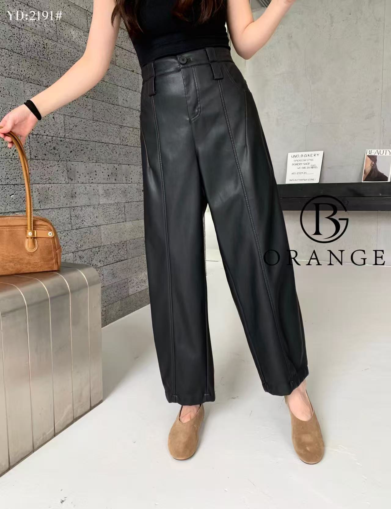 大橘子大码冬季阔腿裤高腰显瘦潮流宽松休闲长裤皮裤常规透气休闲