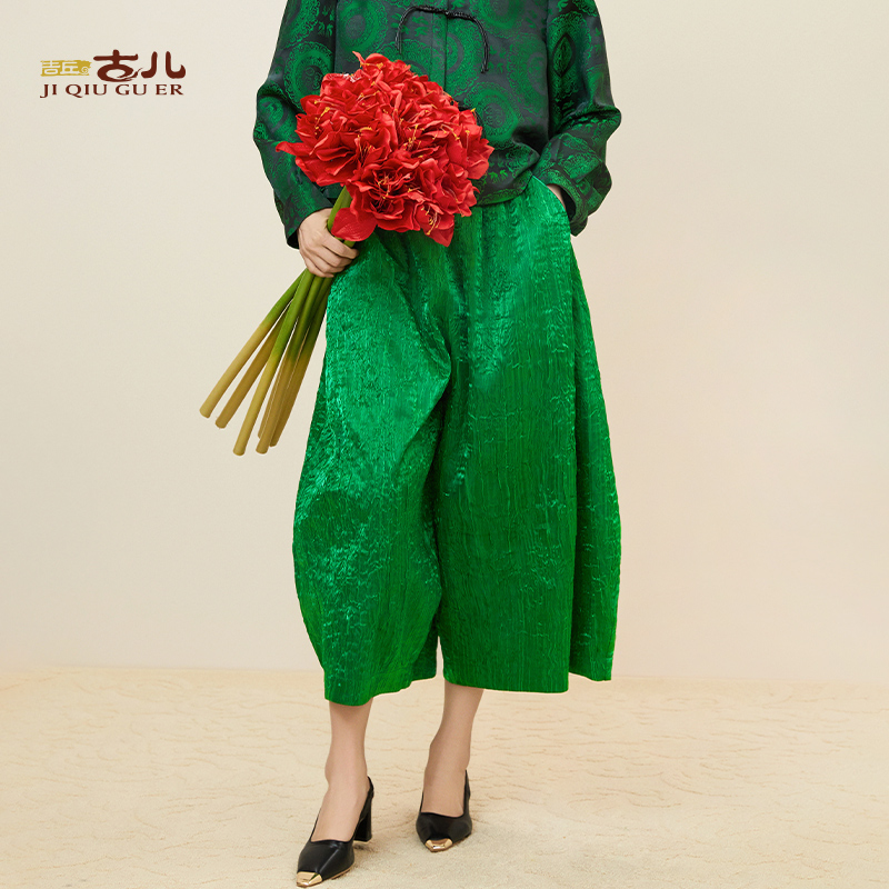 【抖音专属】吉丘古儿华光宽松简单慵懒气质新中式休闲裤G243K023