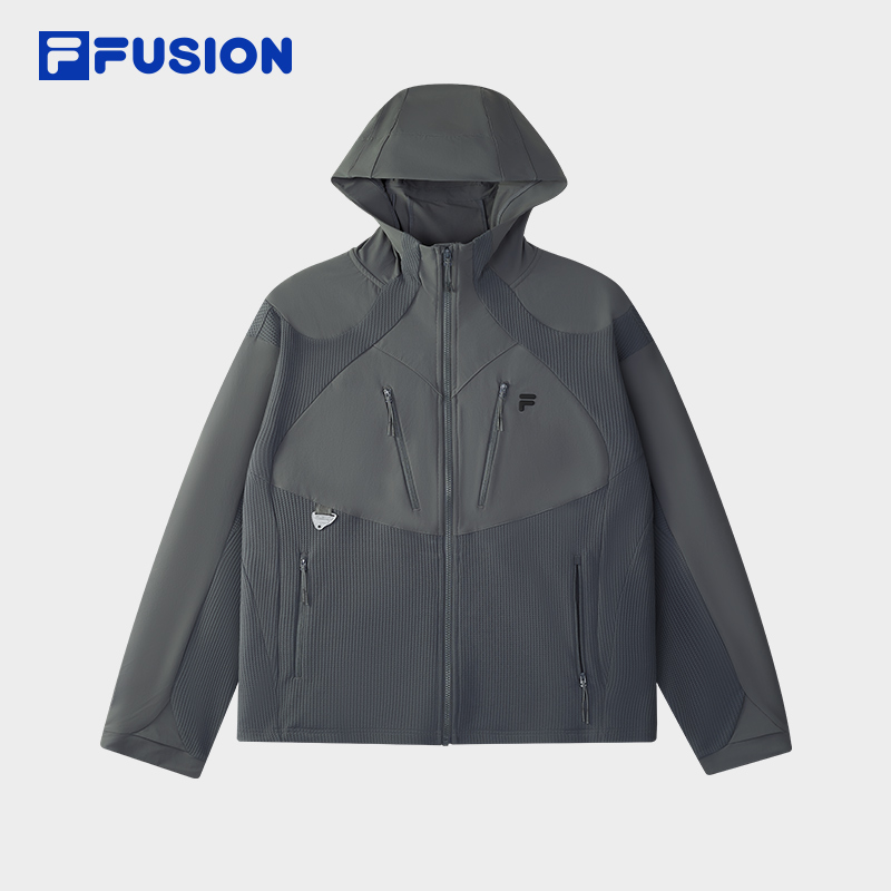 FILA FUSION斐乐潮牌男士休闲保暖针织连帽外套 T11M531501F