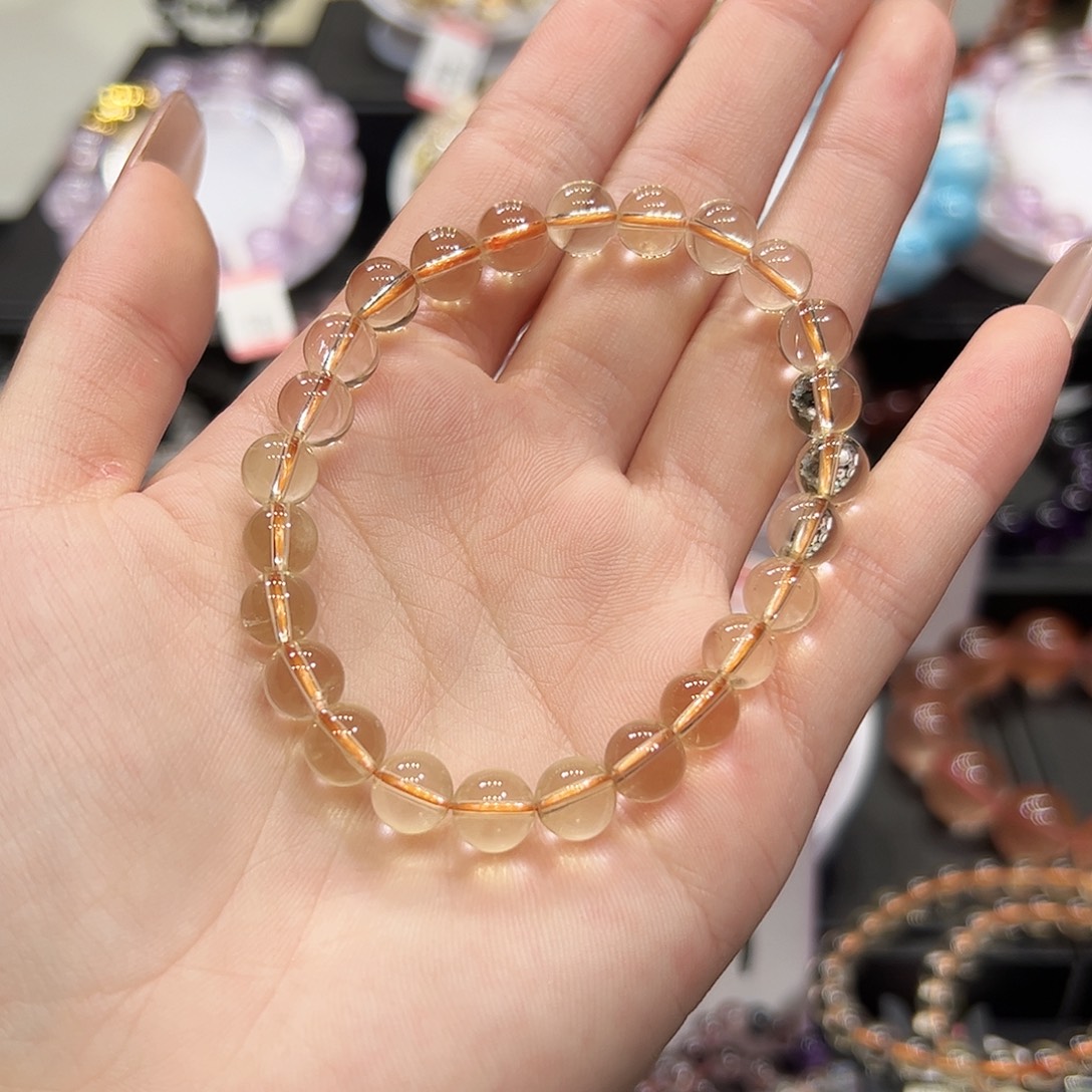 饿***鱼水晶未镶嵌手链sg4黄水晶7+