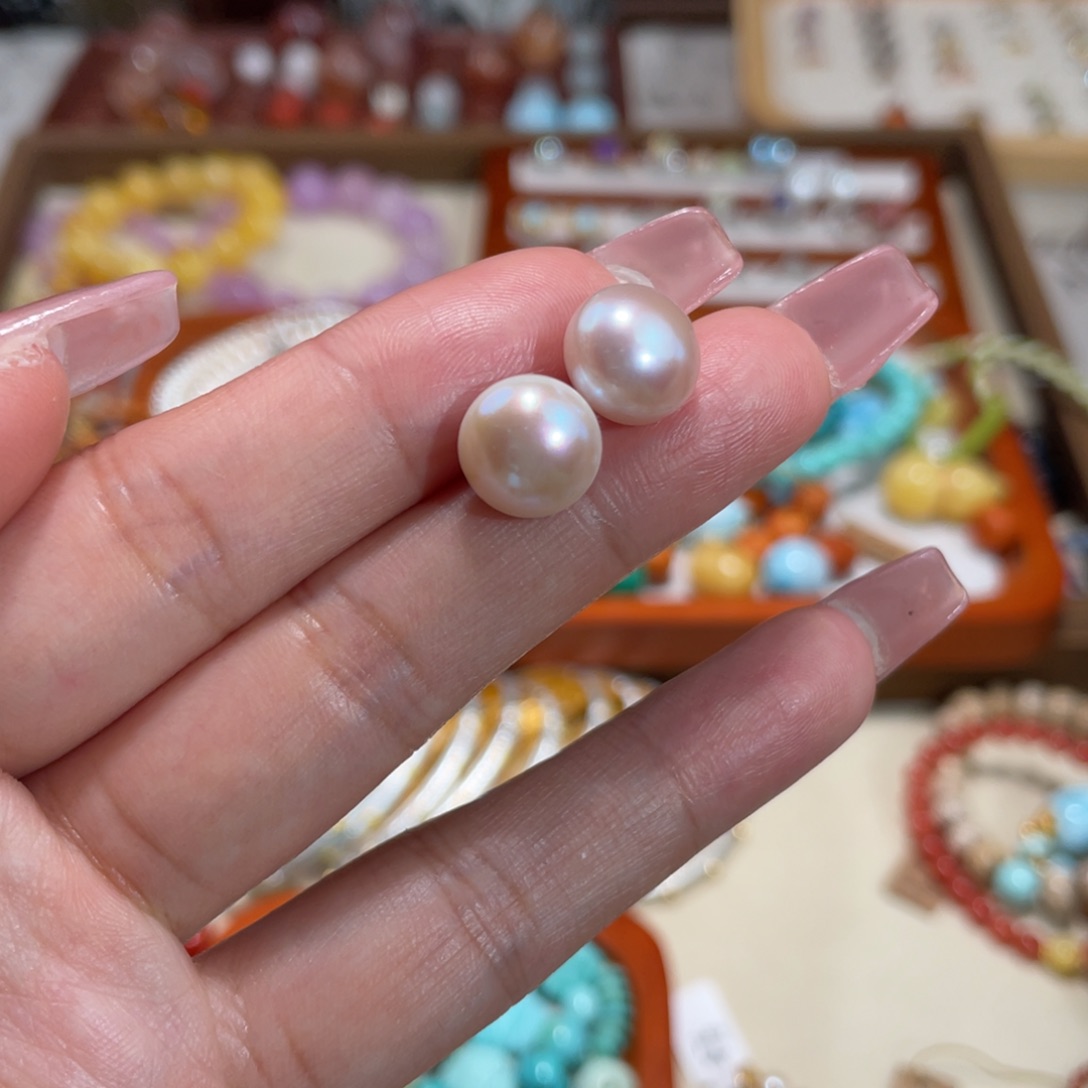 淡水珍珠耳饰银S925镶嵌