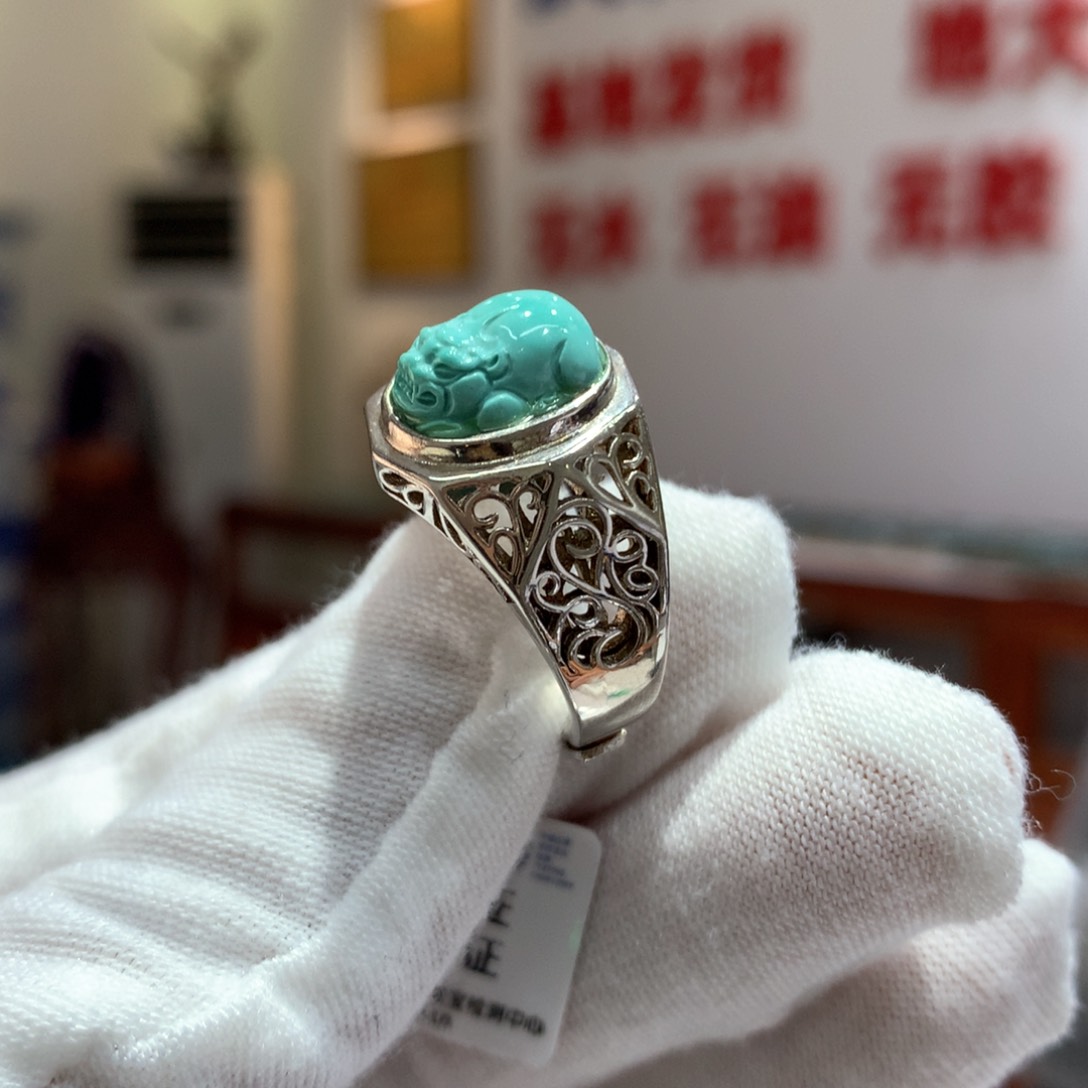 绿松石戒指银S925镶嵌
