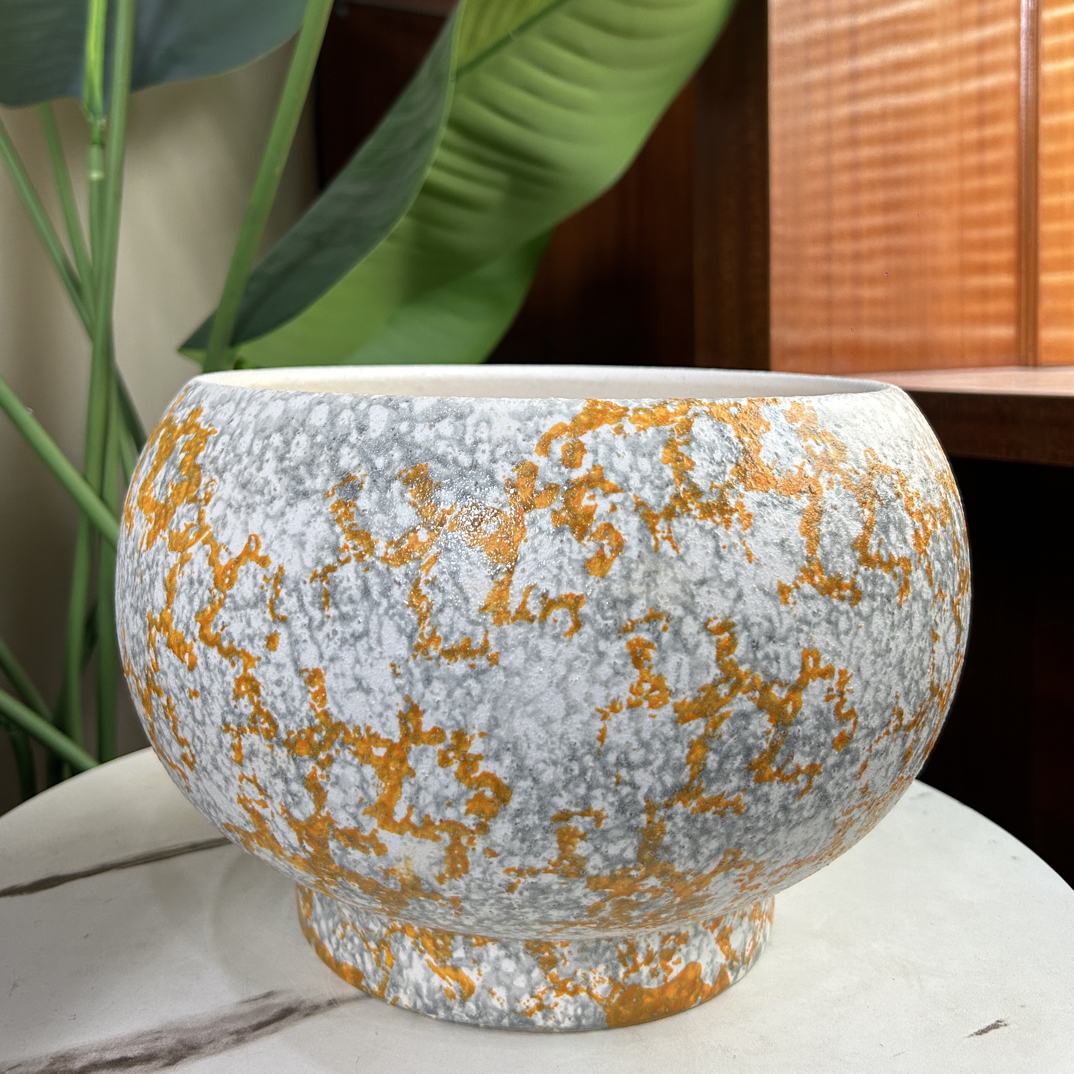 C224口22高18沙釉手绘透气花盆适合蝴蝶兰多肉室内外绿植花卉