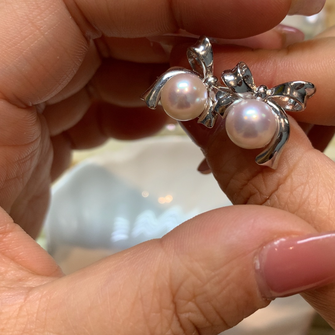 海水珍珠耳饰银S925镶嵌