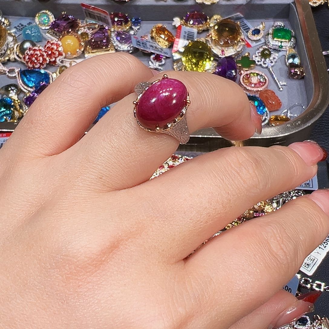 银S925镶嵌红宝石珠宝奇石