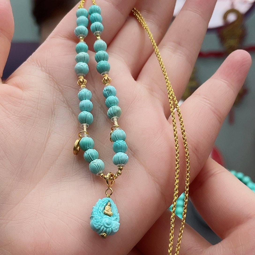 绿松石颈饰18K金镶嵌