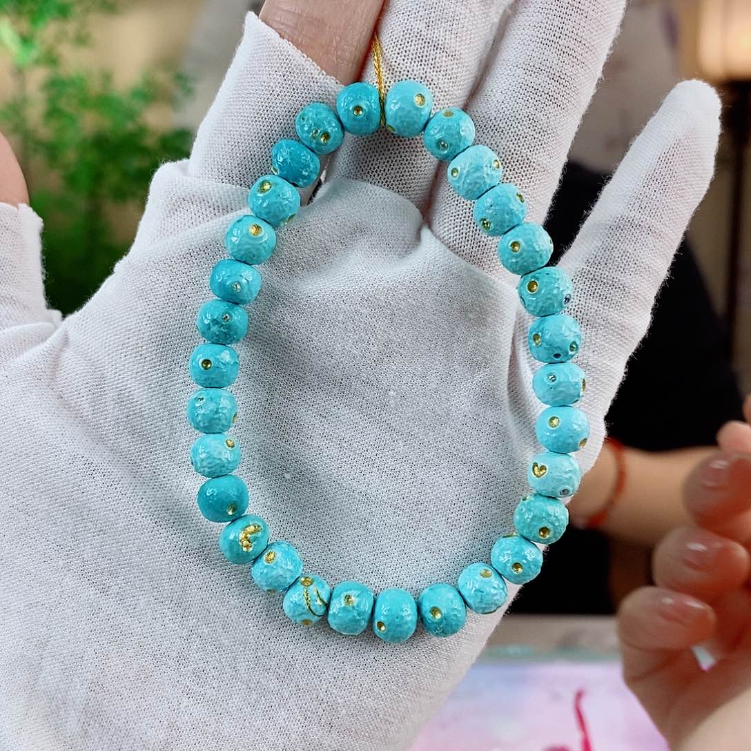 绿松石珠宝奇石18K金镶嵌