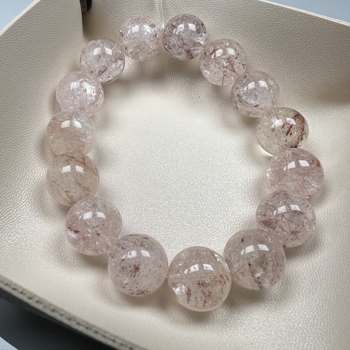 【莫泊桑115】粉胶花阿塞共生手串14mm（多样性发其一）