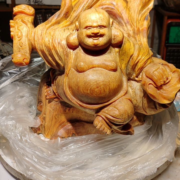 松木花*弥勒2北沉香琥珀木雕刻