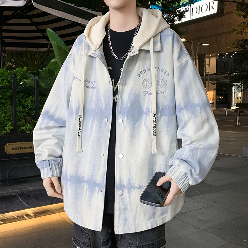 秋季新款青少年潮牌可脱卸帽外套背面字母设计宽松有型百搭夹克
