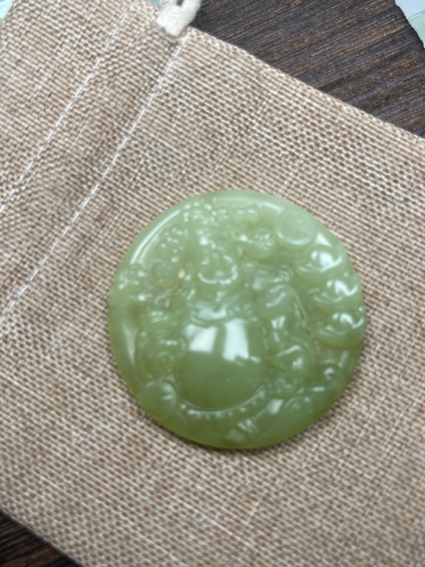 岫玉财神爷吊坠 挂件