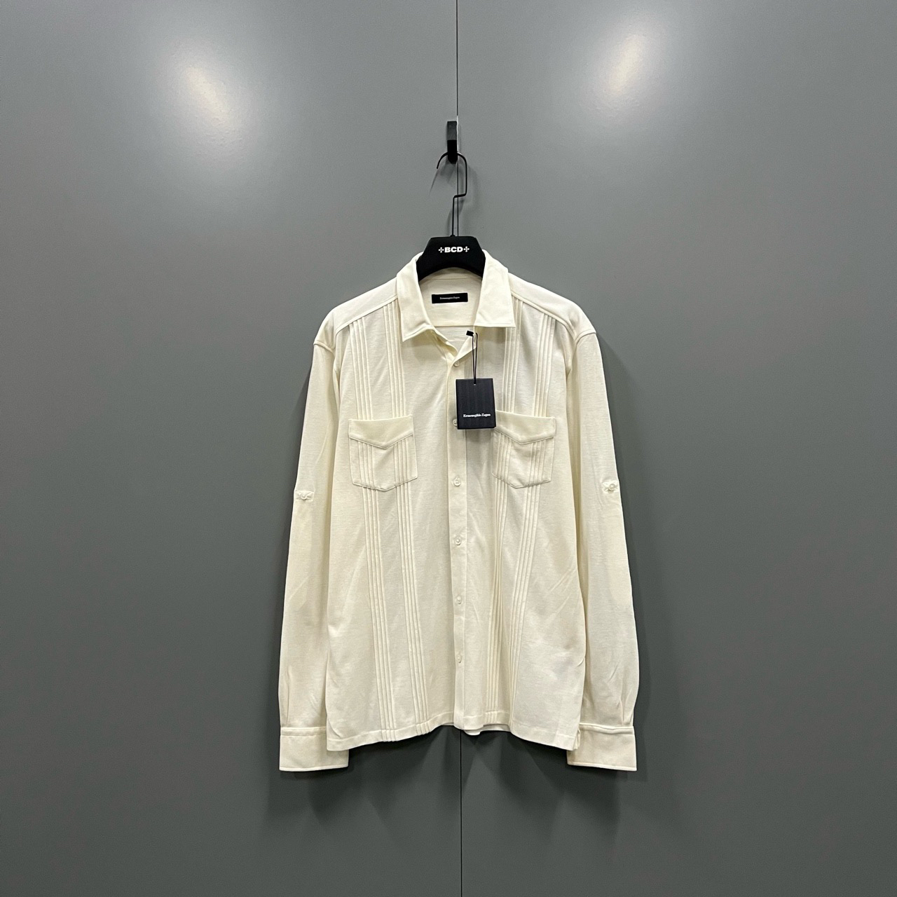 99新  （jp）205zegna 杰尼亚米白色条纹针织衬衫