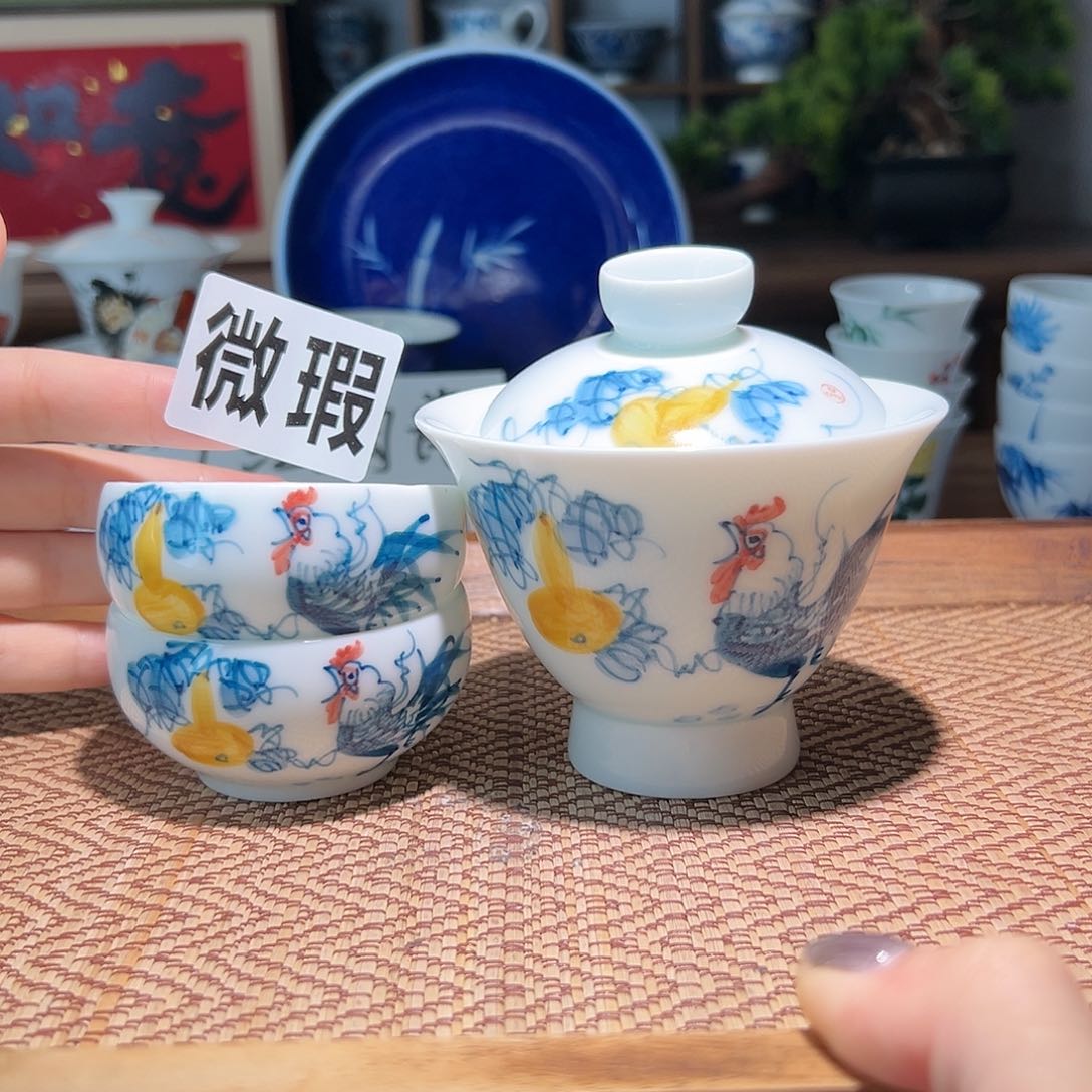 【闪购商品】微瑕 手绘 盖碗