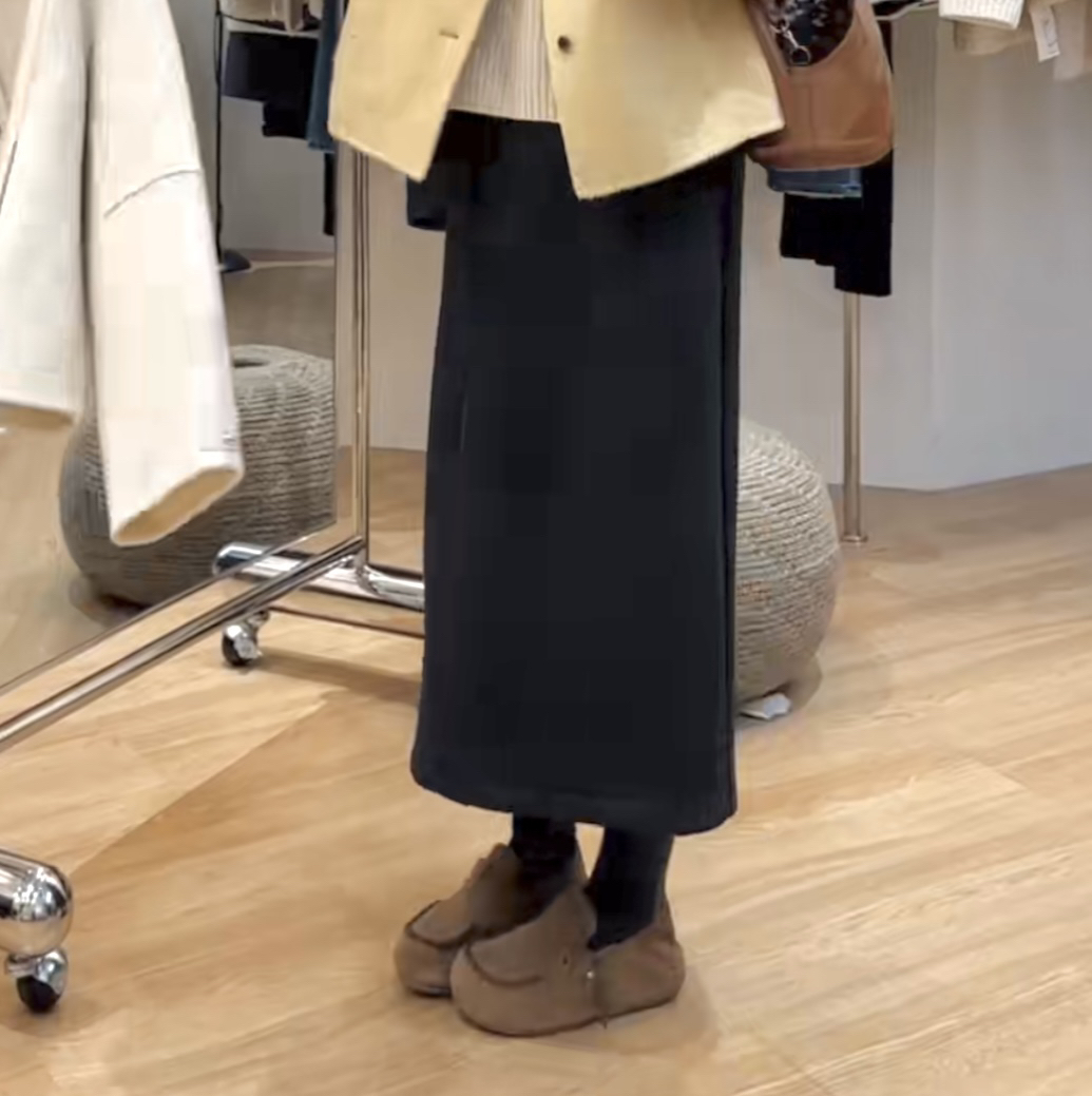 98918魅雅韩系简约小个子版直筒半裙加绒2025秋冬新款半裙