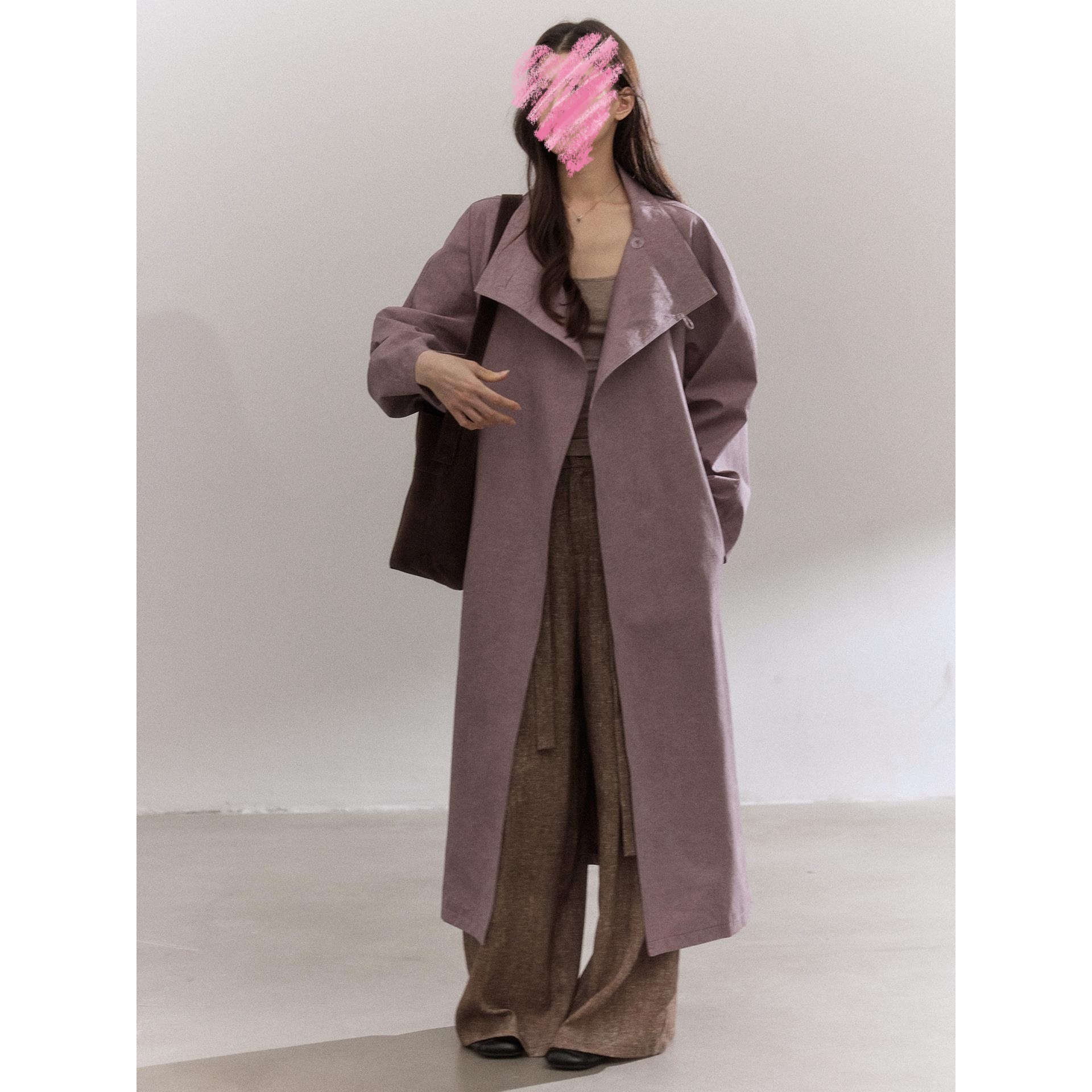 炽铂新款【紫芙】知识分子风紫色高级感风衣外套女好质感极简大衣