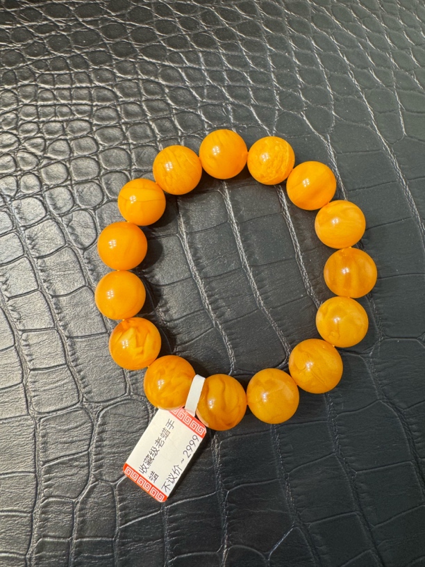 天然老蜡妖花手链百搭时尚经典精美单圈素圈