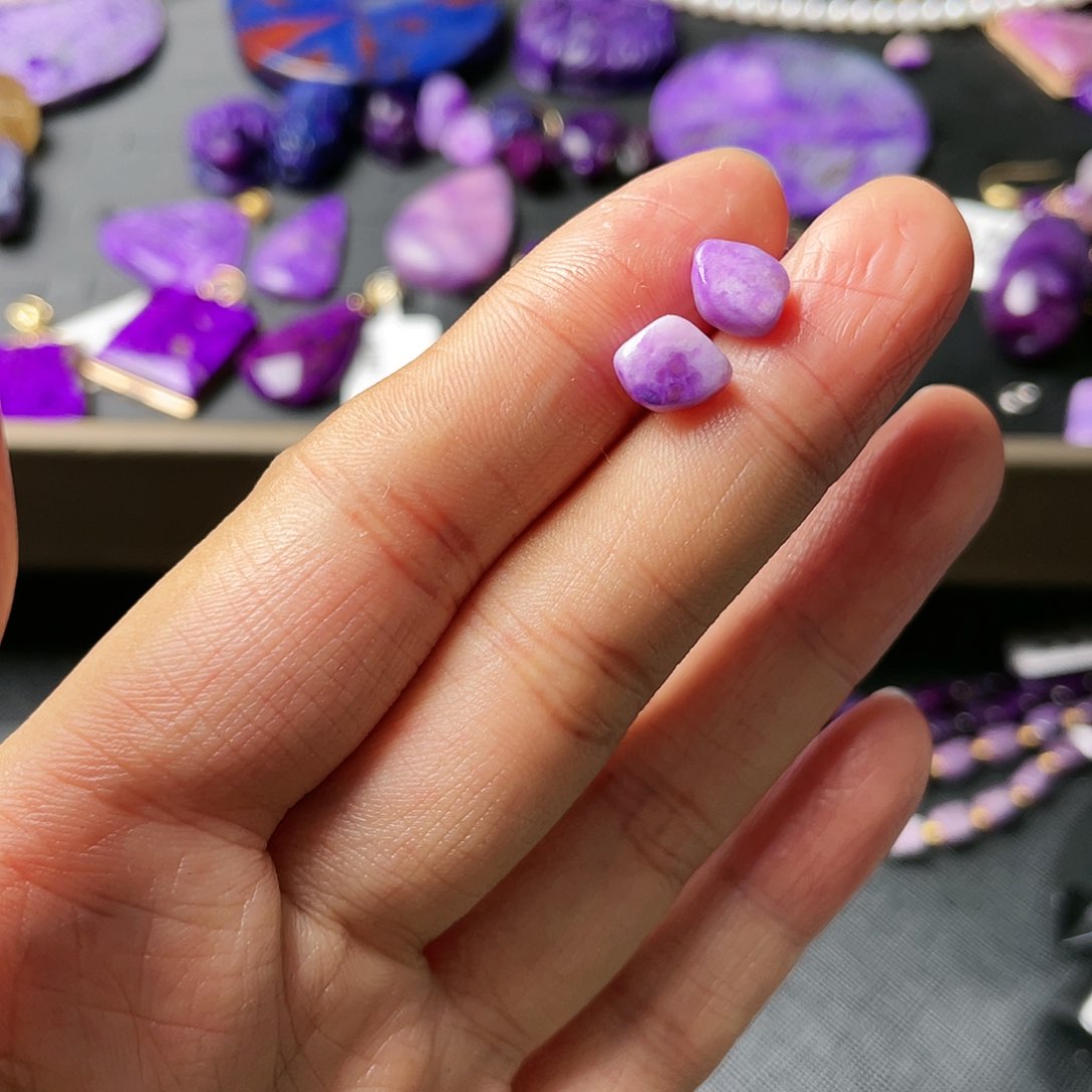 苏纪石（舒俱来）耳钉银S925镶嵌