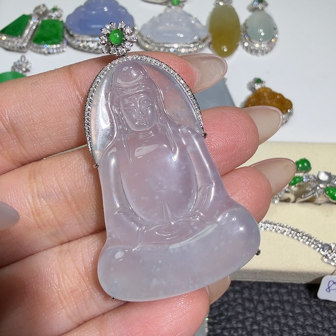 翡翠18K金镶嵌吊坠(不含链)大****a