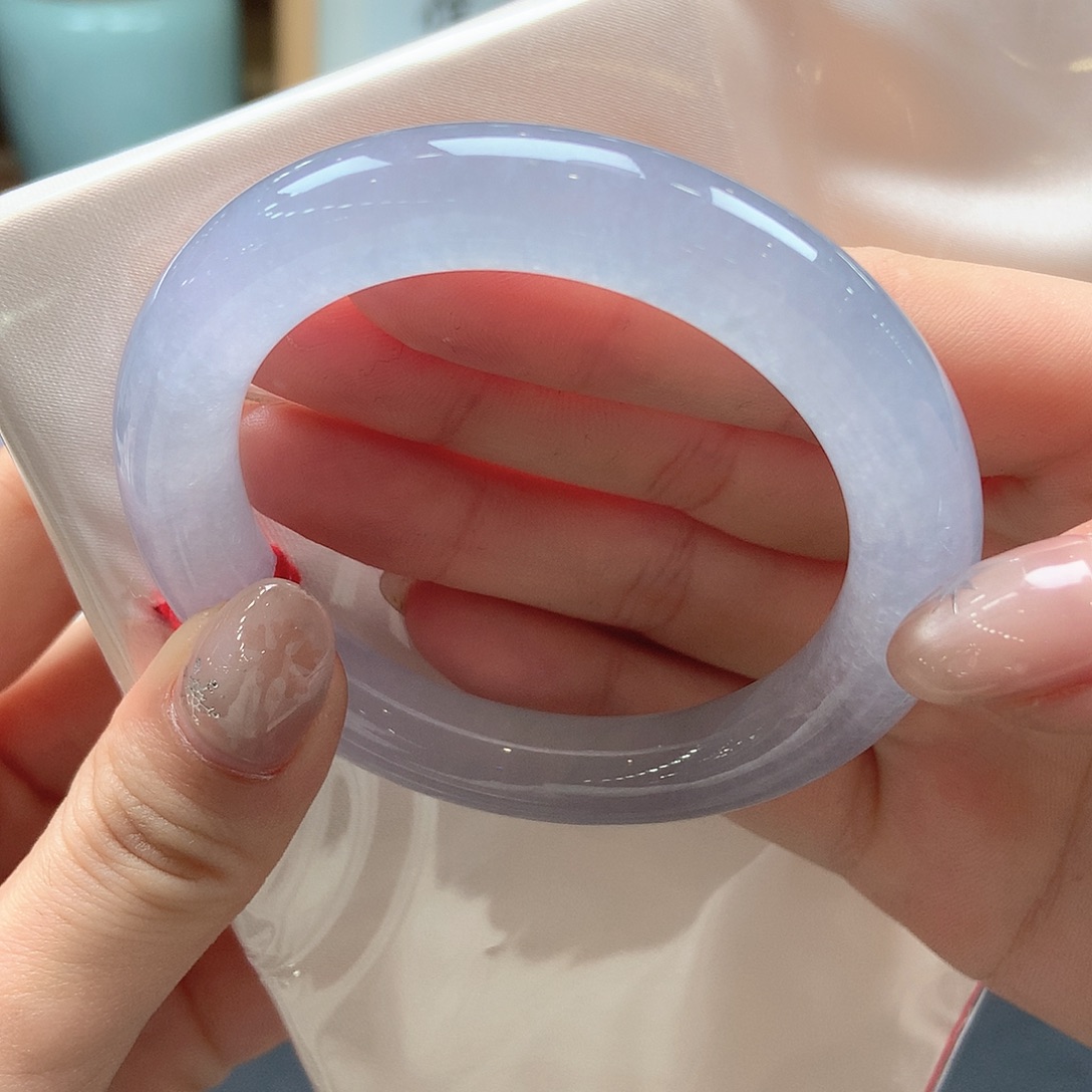 翡翠未镶嵌手镯冰紫胖圆包容15号