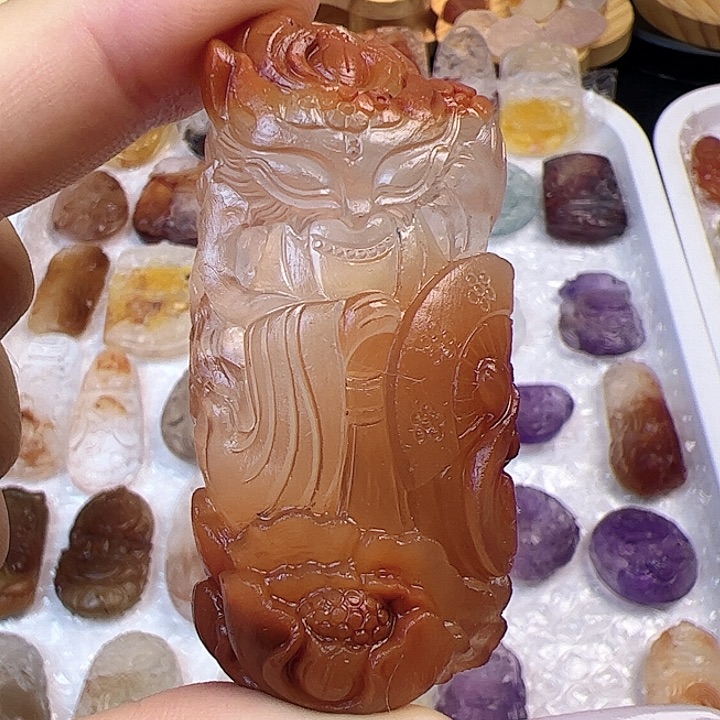 颈饰未镶嵌水晶天然水晶九尾狐吊坠狐牌