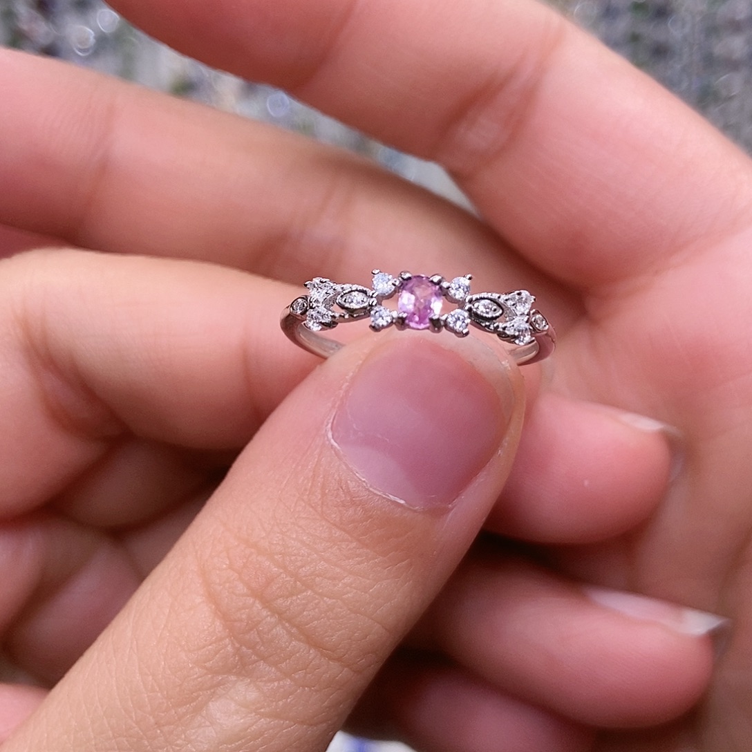 彩色蓝宝石戒指银S925镶嵌