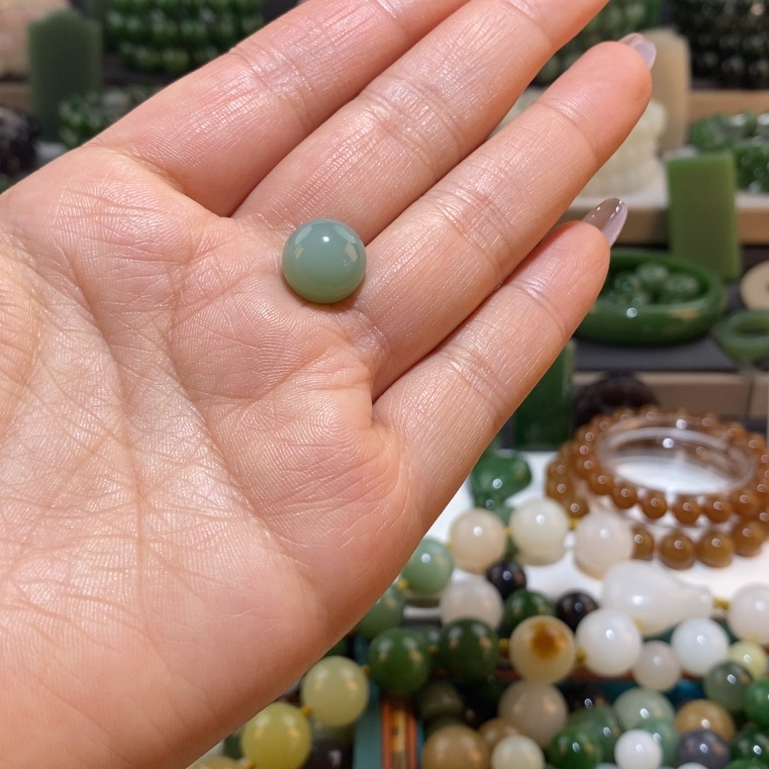 和田玉单珠未镶嵌紫**来卡12瓷蓝单珠