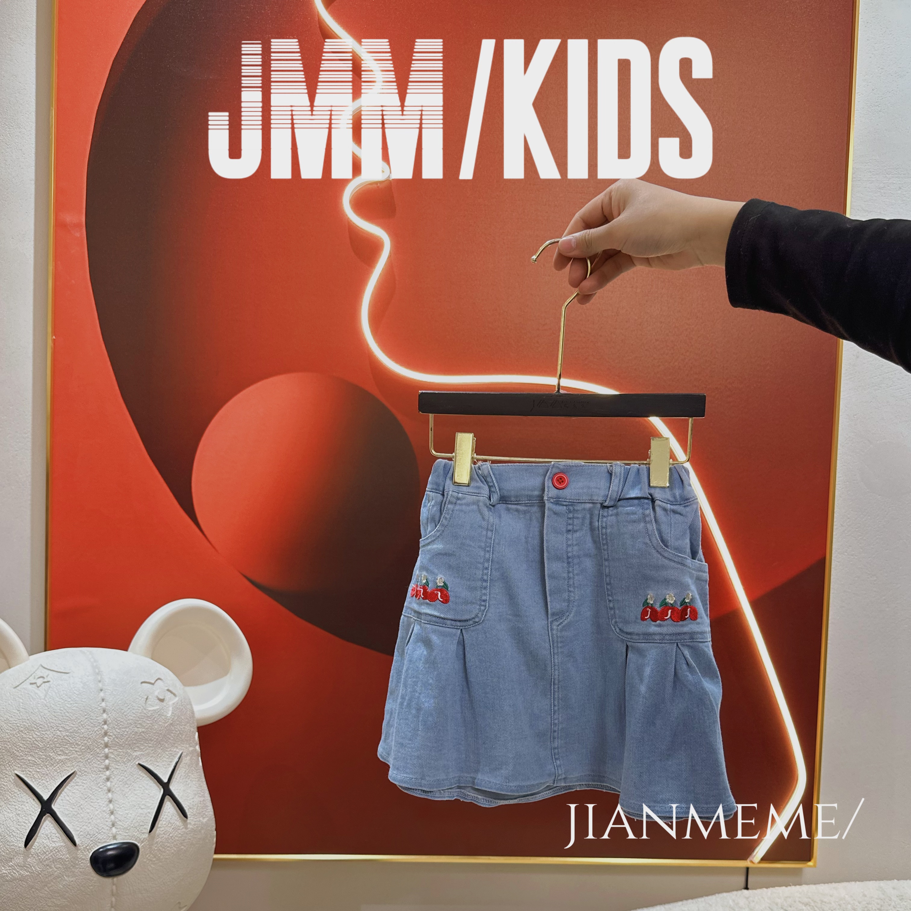 夏单品-牛仔裙F183 牛仔短裙女童半身裙甜美百褶洋气设计