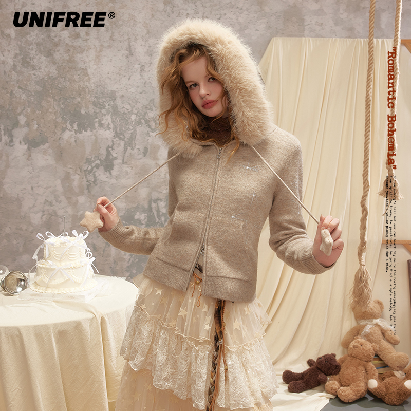 【云c专属】UNIFREE软糯连帽毛针织衫U253N021B1B1