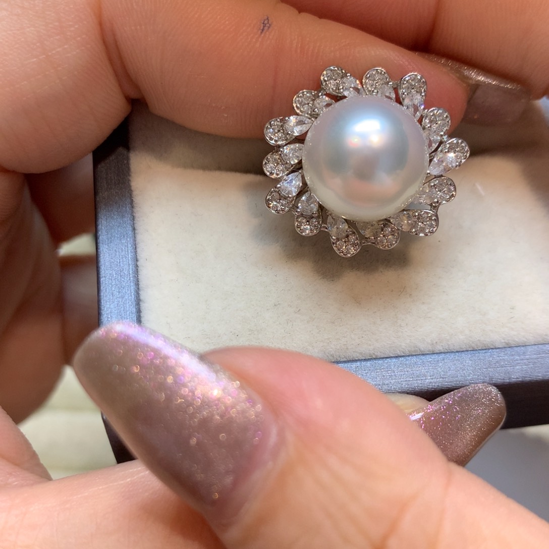 海水珍珠戒指银S925镶嵌