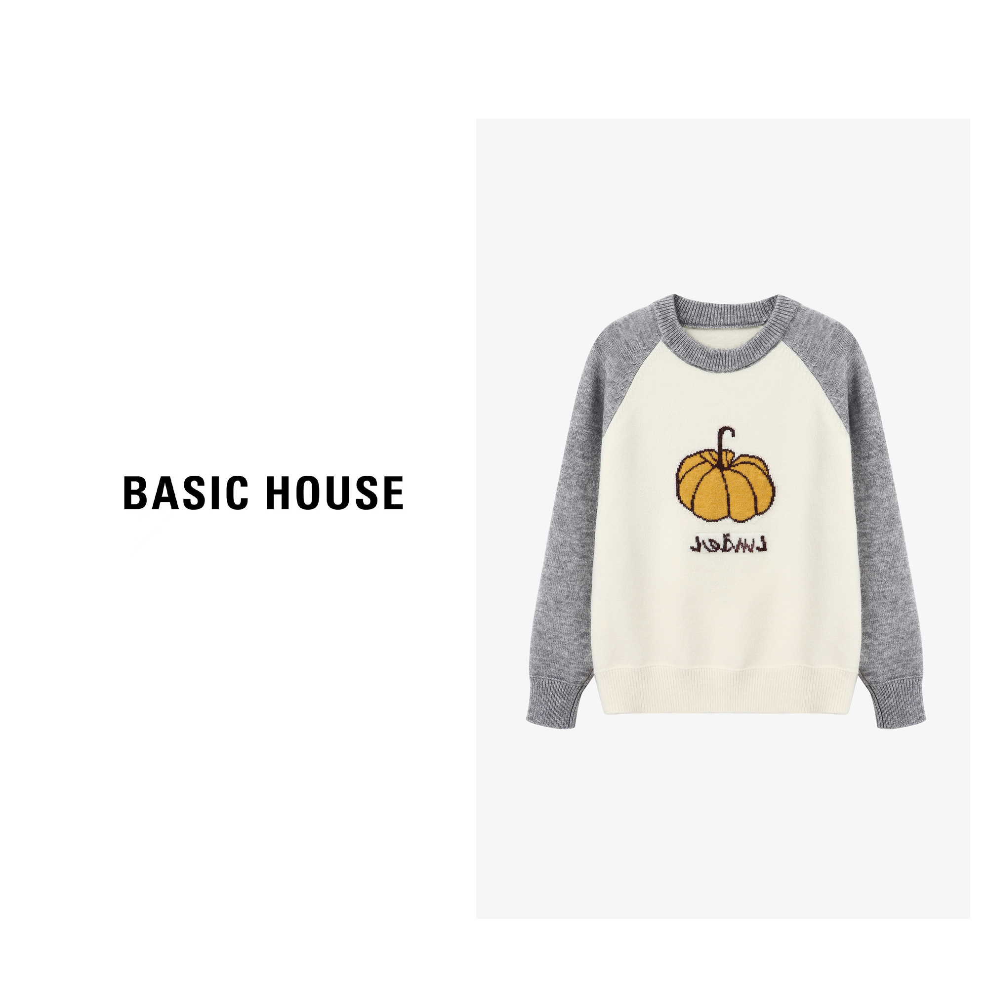 Basic House/百家好针织时尚休闲圆领卡通秋冬毛衣-B0625B5PTL2
