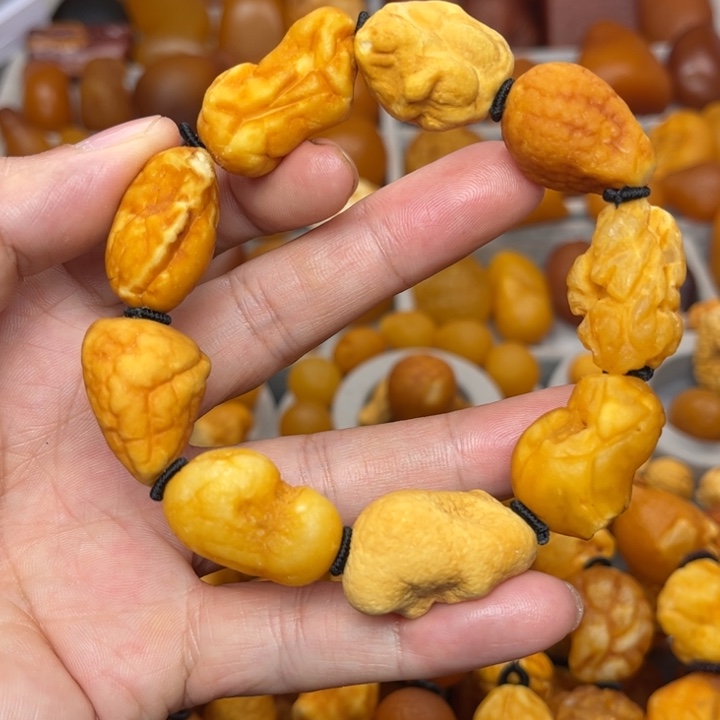 琥珀未镶嵌裸石天然蜜蜡手串