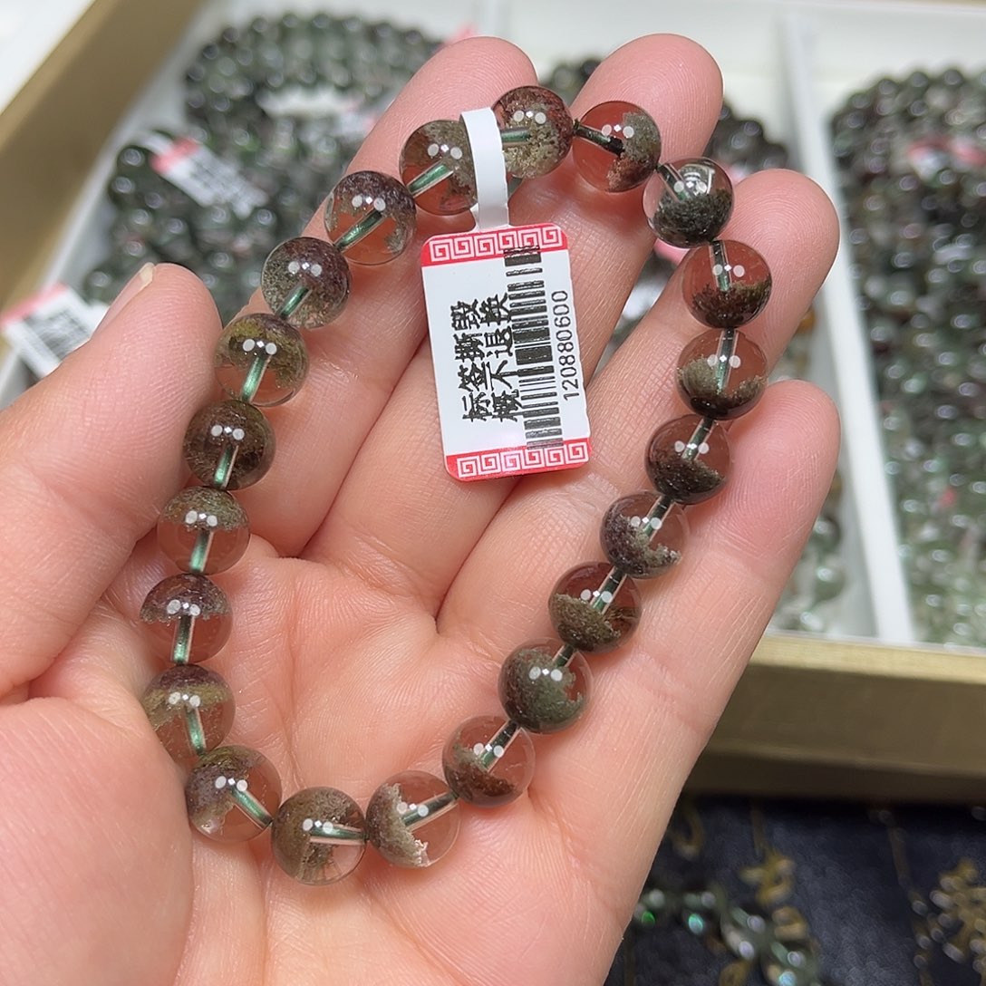 老***人手串未镶嵌水晶绿幽灵手串