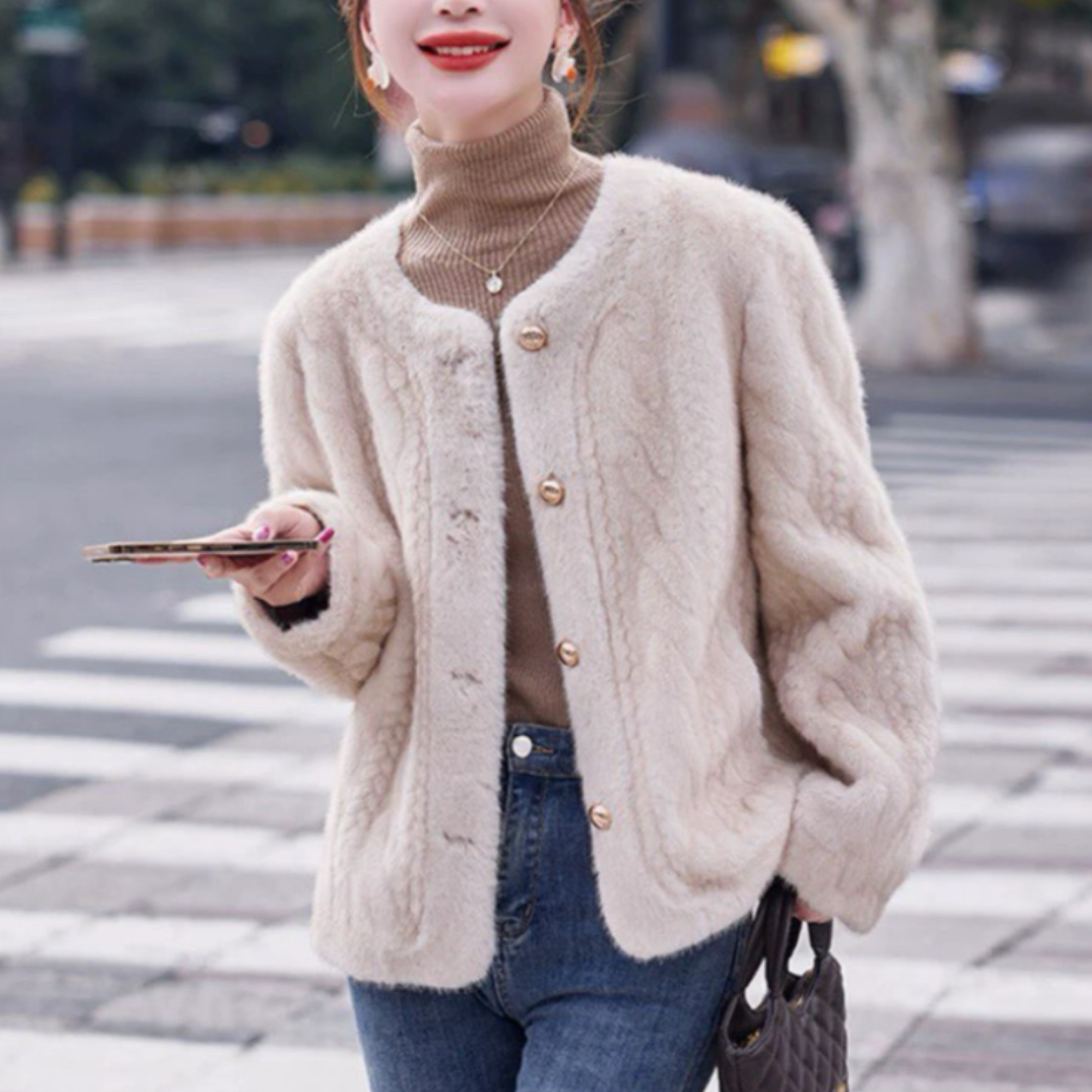 毛毛一体外套女2025新款秋冬时尚宽松小个子加厚毛毛上衣女