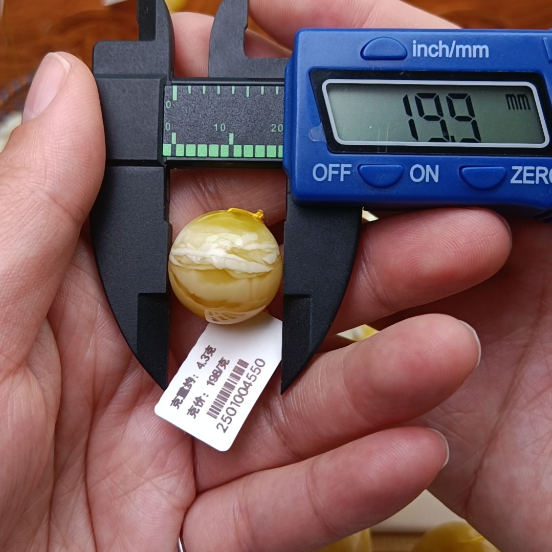 未镶嵌蜜蜡裸石19.9圆珠锁骨链白蜡